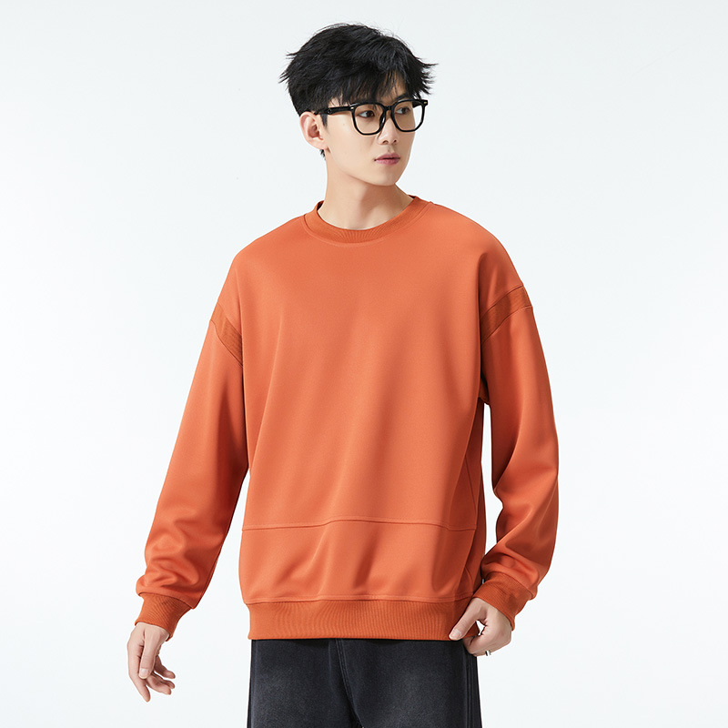 M12803 Sweatshirt Men's Fashion Brand Waffle Fake Two-piece 2024 Autumn New Long-sleeved T-shirt