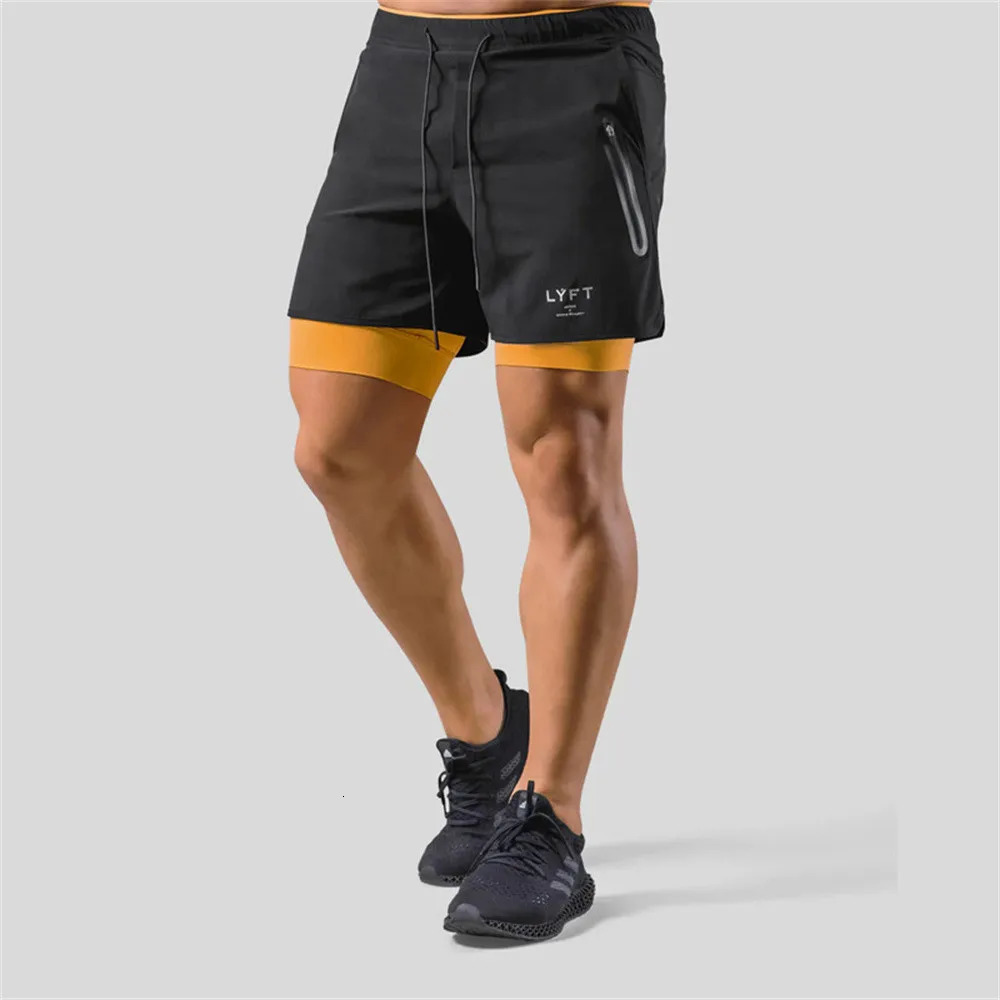 2 in 1 Running Sports Shorts Men Jogging Sportswear Gym Fitness Bodybuilding Quick Dry Pants Male Summer Training Beach Bottoms 250103