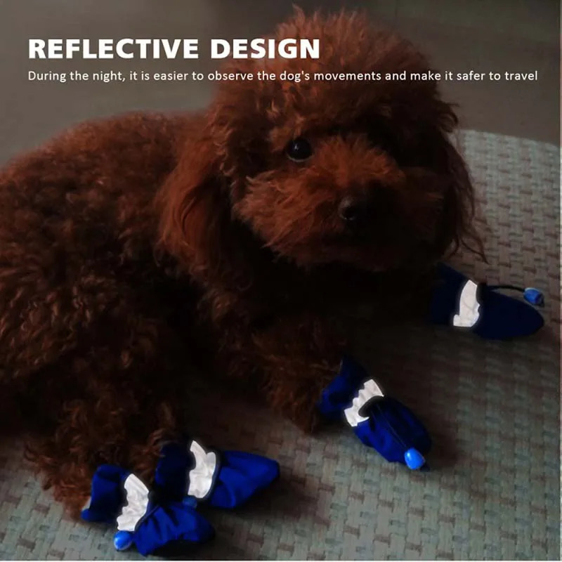 4pcs Antiskid Puppy Shoes Pet Protection Soft-soled Pet Shoes Winter Waterproof Prewalkers Soft Supplies Pet Paw Care Supplies 250106