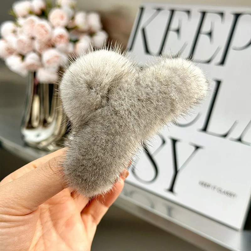Claw Clip Hair Clips for Women Hair Catches Hairpin Woman Accesories Vintage Natural Mink Hairclip Accessories Girls 250106