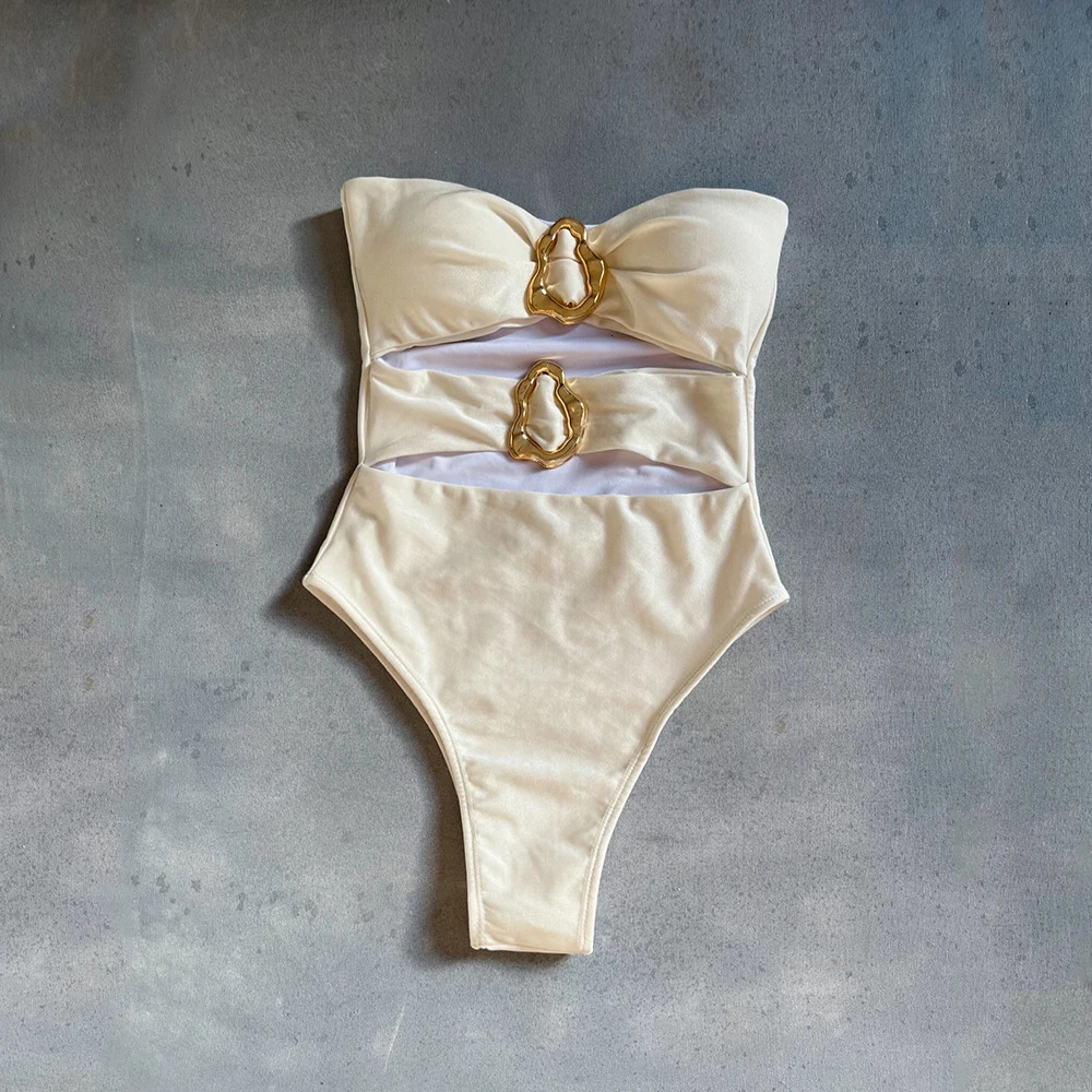 Oval One Piece Swimsuit Sexy Swimwear Women Hollow Out Bathing Suit Beachwear Monokini Female Biquini Swim 250106