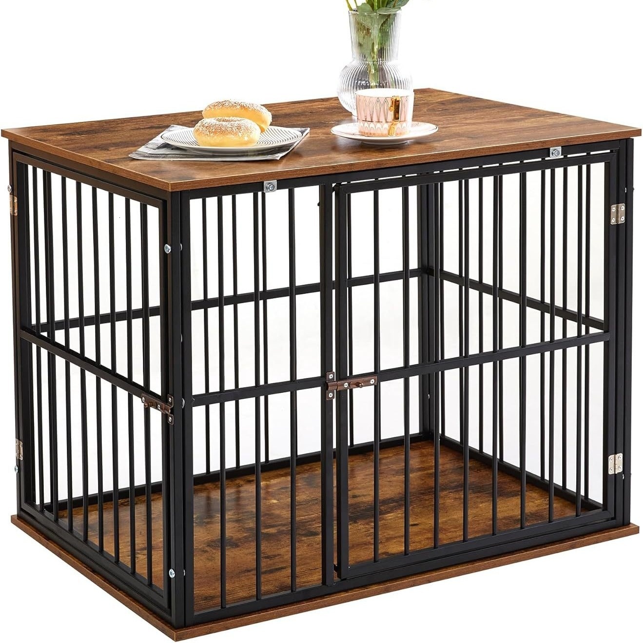 Spacious Multi-Door Pet Cage with Iron Door and Desktop Storage