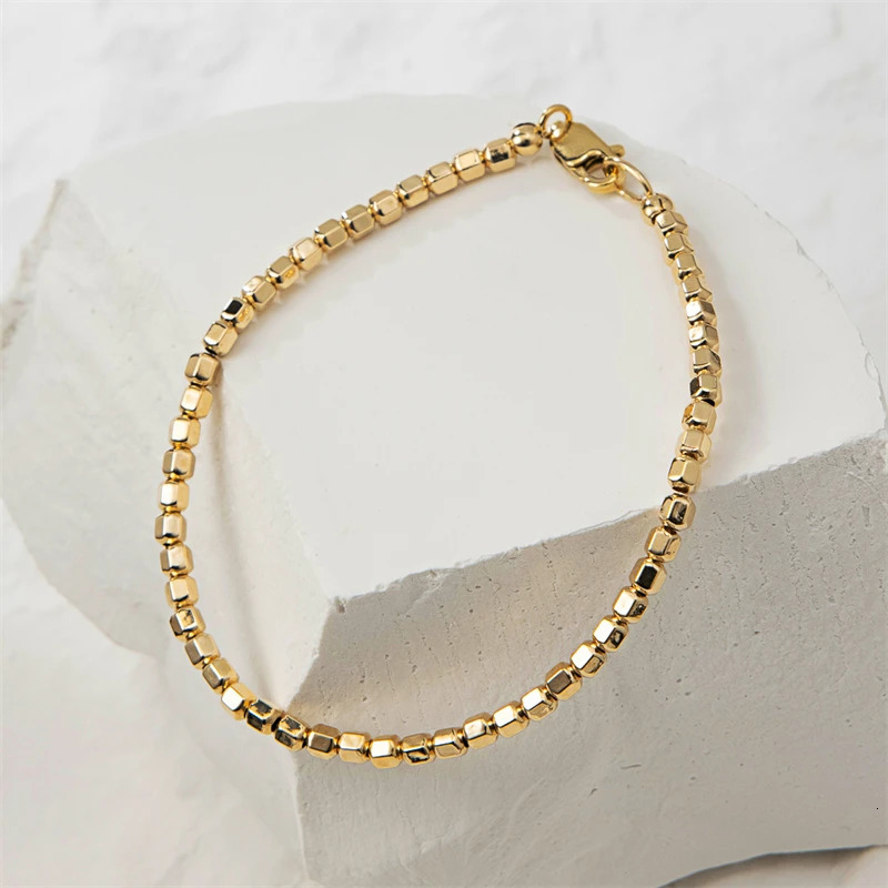 14K Gold Filled Bead Bracelet Handmade Tarnish Resistant Jewelry Boho Bracelets Anklets for Women Bridesmaid Gift Gold Bracelet 250102