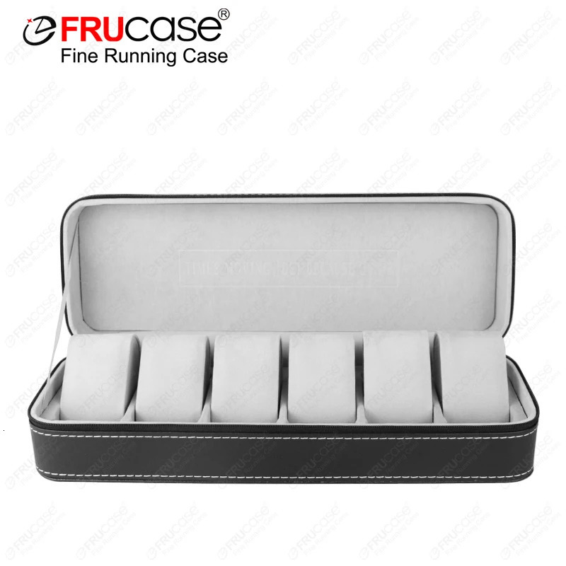 FRUCASE Black Watch Box 6 Mesh PU Leather Case Watch Storage Box Quartz Watch Jewelry Box Display Gift 250102