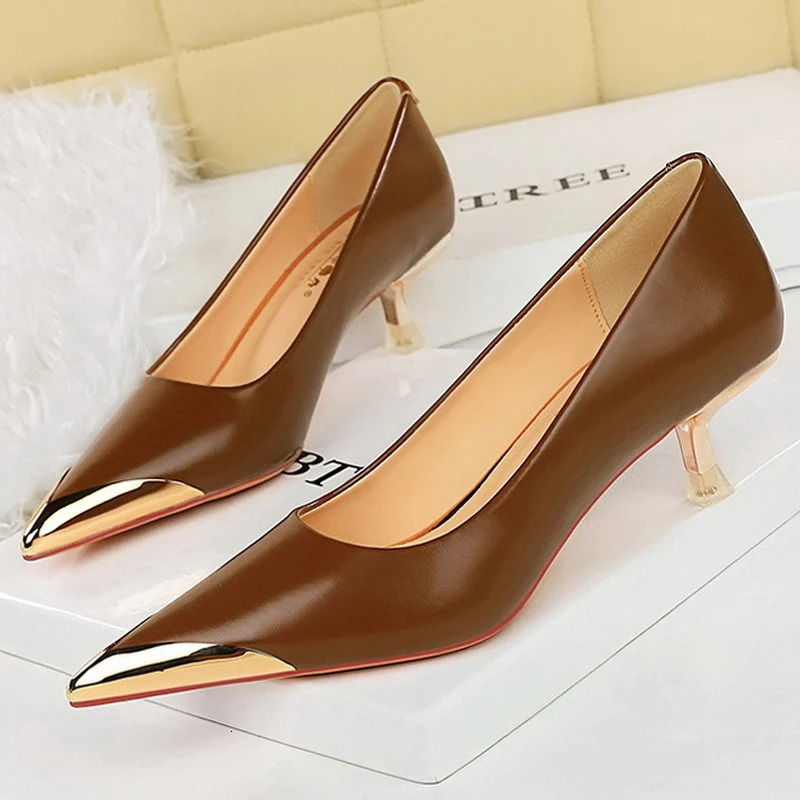 BIGTREE Shoes Retro High Heels Metal Pointed Tip Women Pumps Stiletto 9.5 Cm And 4.5cm Heels Sexy Party Shoes Office Shoes 250103