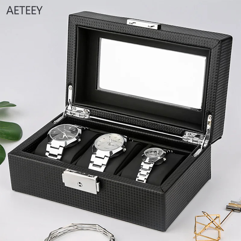 Watch Box Gift Box 3 Carbon Fiber Black Watch Storage Display Box 3 Watch Box Watch Organizer Gift Customization 250102