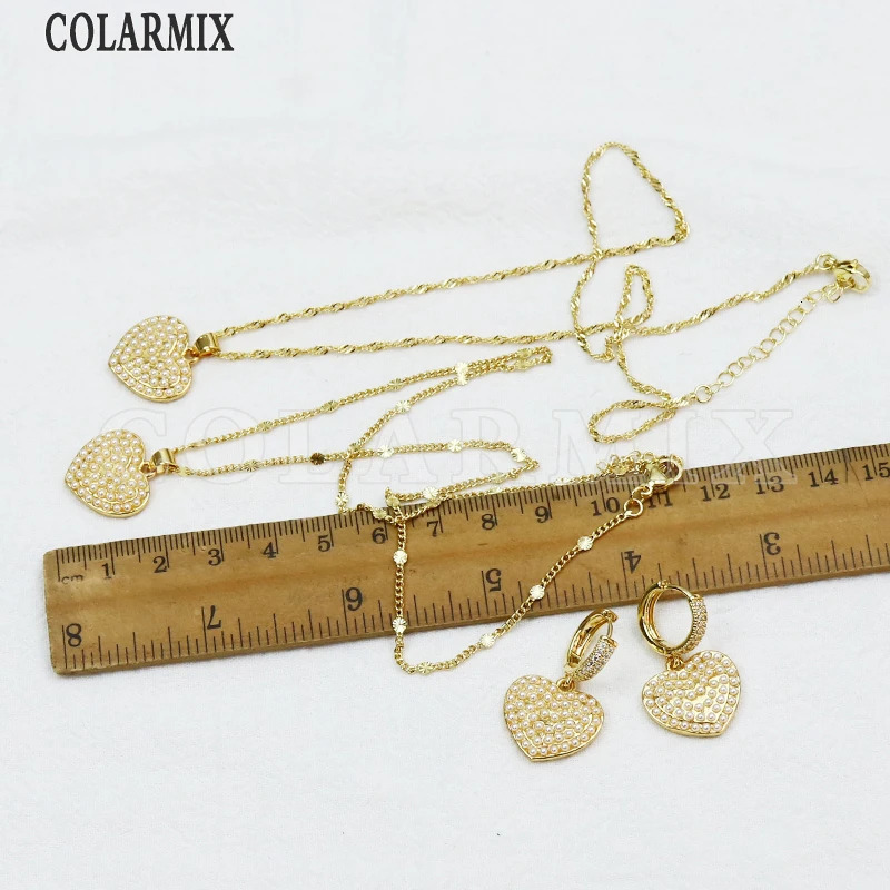 3Pcs Heart shape earrings Necklace Jewelry Set Fashion Jewelry Gift Party Women Jewelry Set 250102