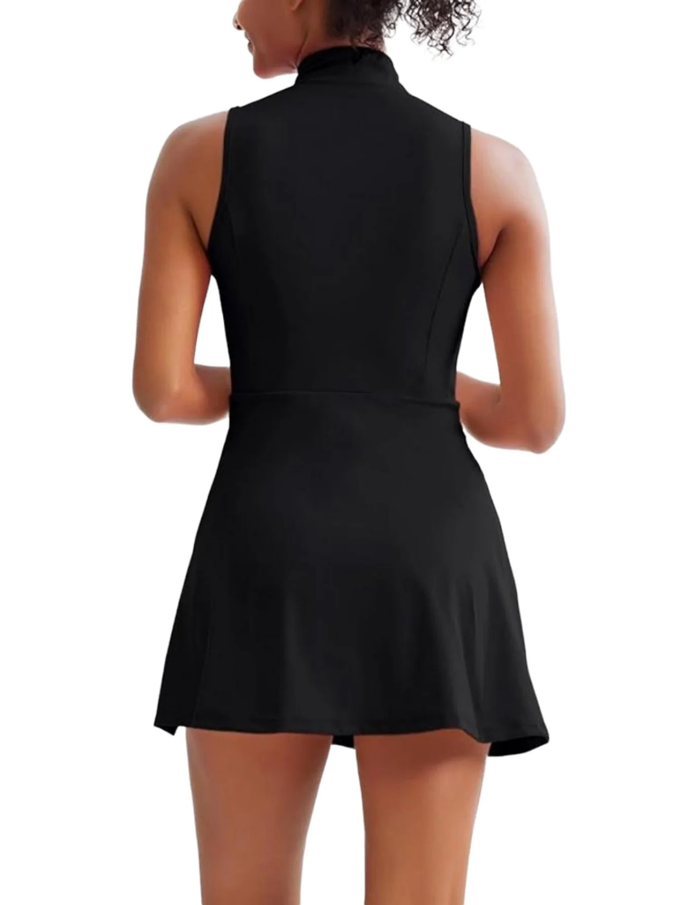Summer Solstice Womens Tennis DressFashion 2-in-1 Tennis Golf Sports DressPolo Collar Womens Fitness Dress sleeveless 250106