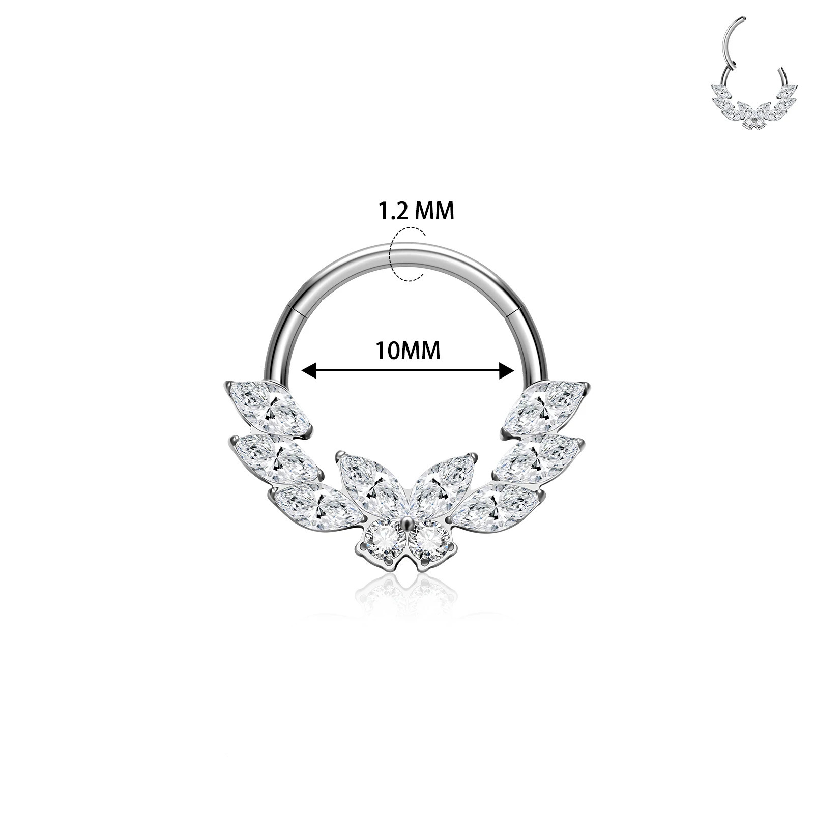 G23 Piercing Septum Round CZ Nose Rings Hoops 16G Hinged Segment Cartilage Helix Tragus Earring Jewelry 250103
