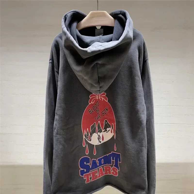 Men's Hoodies Sweatshirts Oversize Blk Washed Saint Holy Grail Hooded Hoodie Men Women Hip Hop Cuff Loose Sweatshirts Pullover J250109