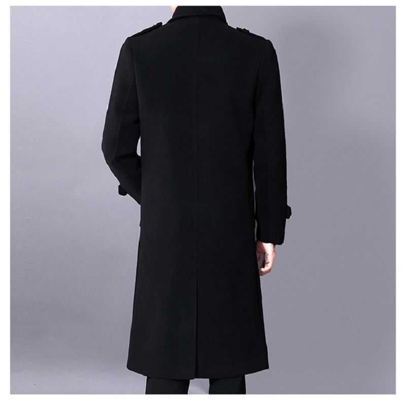 Long dust coat Men Winter Warm Trench Woolen Cloth Coat Mens Double Breasted Slim Casual Jackets Solid Business Outwear 241220