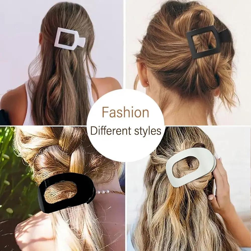 4 PCS Flat Hair Clips Lay Flat Hair Claw Clips for Women 2 Styles Medium Matte Claw Clips for Thick and Thin Hair French Stro 250106