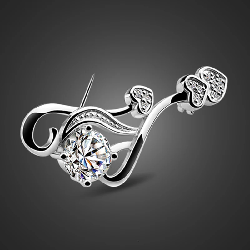 Female 925 Sterling Silver Zircon Leaves Brooch For Women Embossed n Brooch Wedding Aesthetic Jewelry Gift 241230
