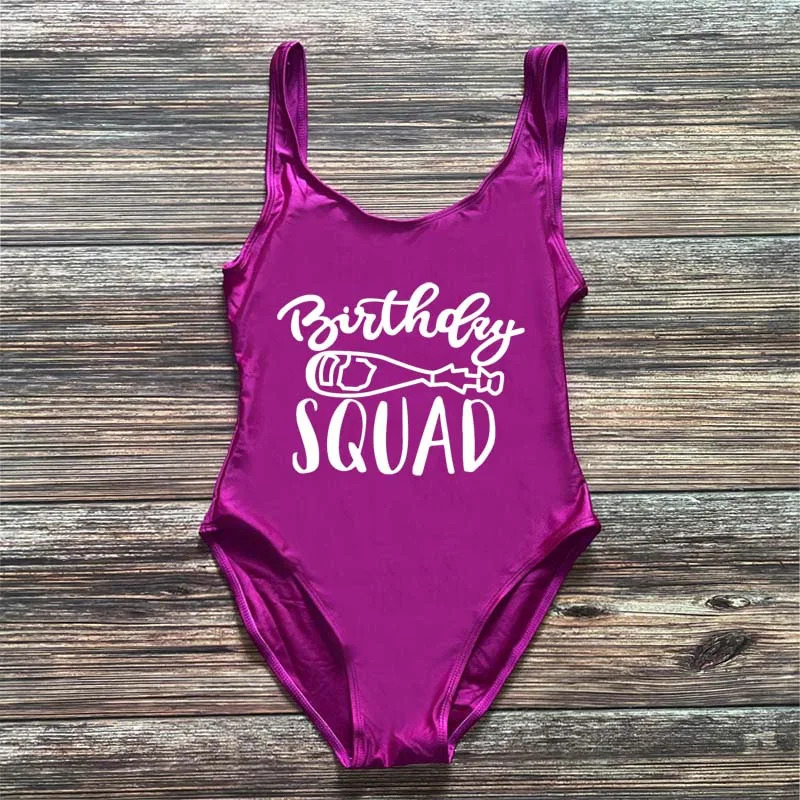 Birthday Queen Crown Swimsuit Squad One Piece Swimwear Woman Bachelorette Party Swimming Suit biquinis feminino mayo 250106