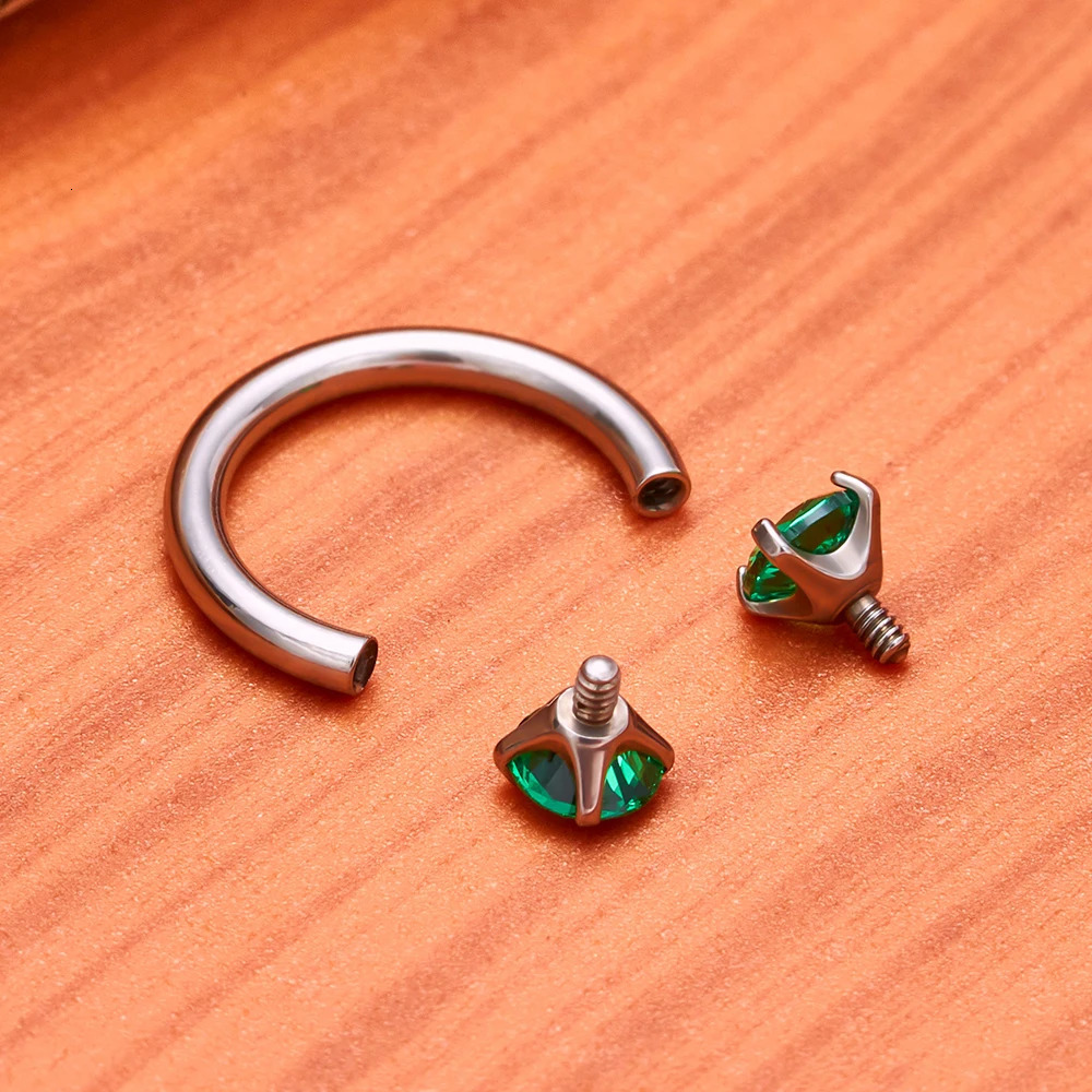 G23 ASTM F136 5/50PCS Eyebrow Piercing Nose Ring Colored Zircon Septum Helix Cartilage Piercing C rod Body Jewelry 250103
