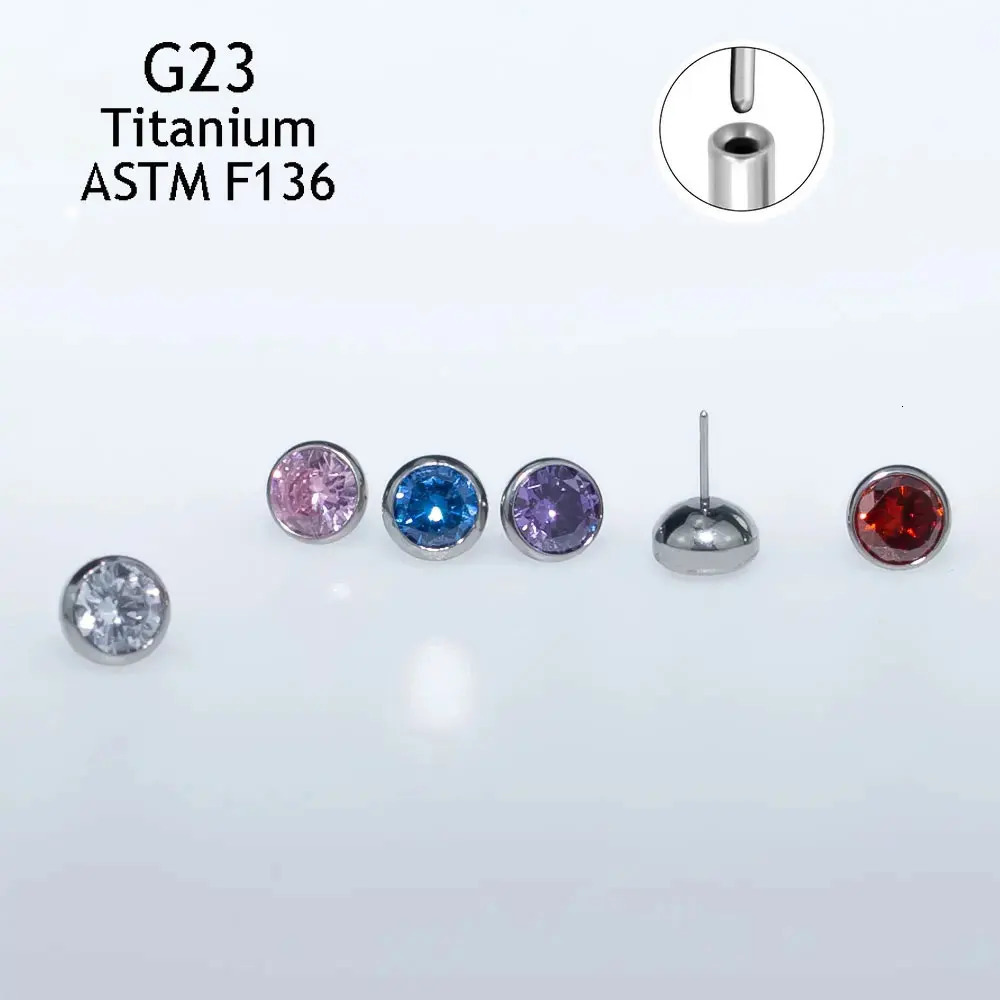 Wholesale F136 Earrings Threadless 5mm top Zircon Nose Piercing Push Pin Lip Studs Labret Nostril Rings Fashion Jewelry 250103