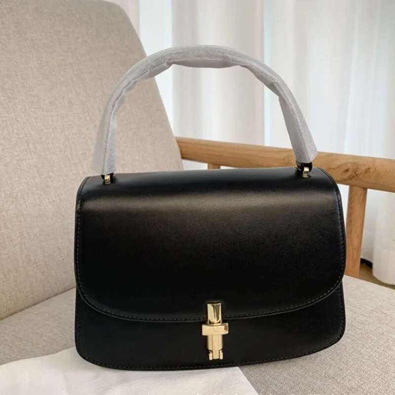 New Arrival First-Layer Cowhide T-Shaped Metal Buckle Small Handbag For Women