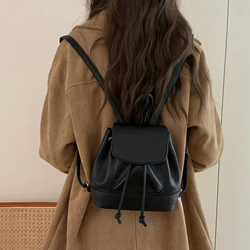 Small Fashion Backpacks School Bags for college Pu Leather Women Shoulder Bag Cute Flap String Female Handbags Tote Purse 250102