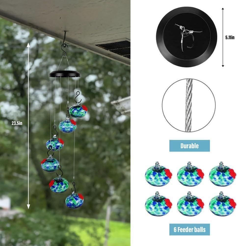 Outside Birdfeeder Hummingbird Feeders With Wind Chimes Leak-Proof Garden Decor Bee Guard And Bee Proof Accessories
