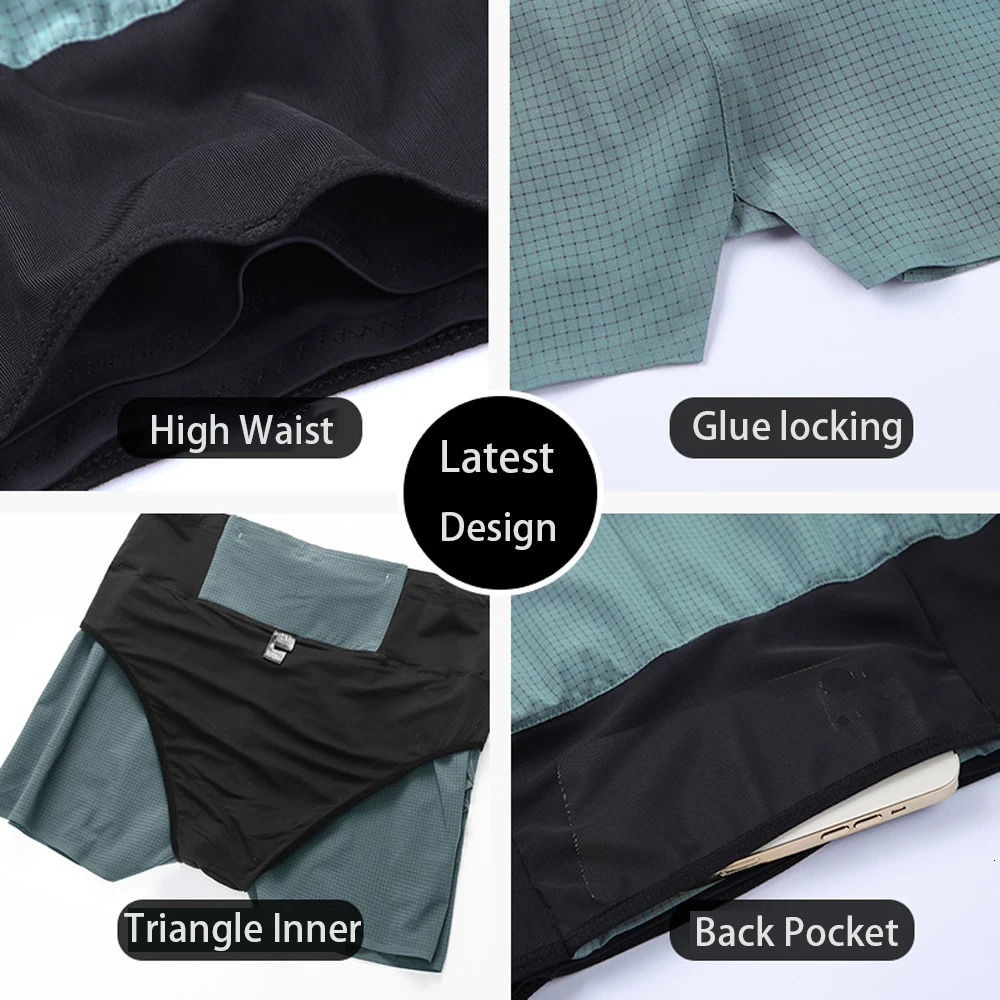 Mens Running Shorts Marathon Breathable Quick Dry Double Layer Sport Hight Waist With Back Zipper Pocket Workout Jogging 250103