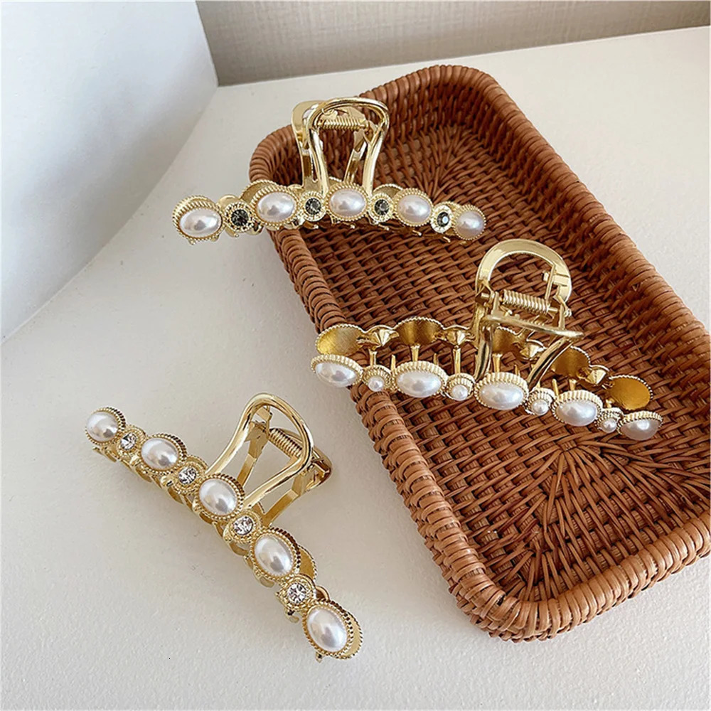 3 Pcs Pearl Hair Claw Clips Women Elegant Hair Pins Metal Clips Korea Casual Lady Girl Chic Harajuku Casual OL 250106