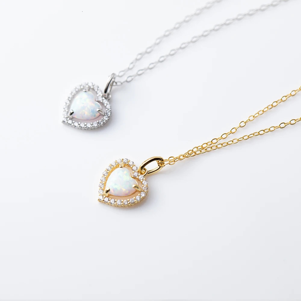 CCFJOYAS Light French Romantic Opal Peach Heart Earrings/Necklace Set 925 Sterling Silver Fine Wedding Jewelry Set Gift 250102