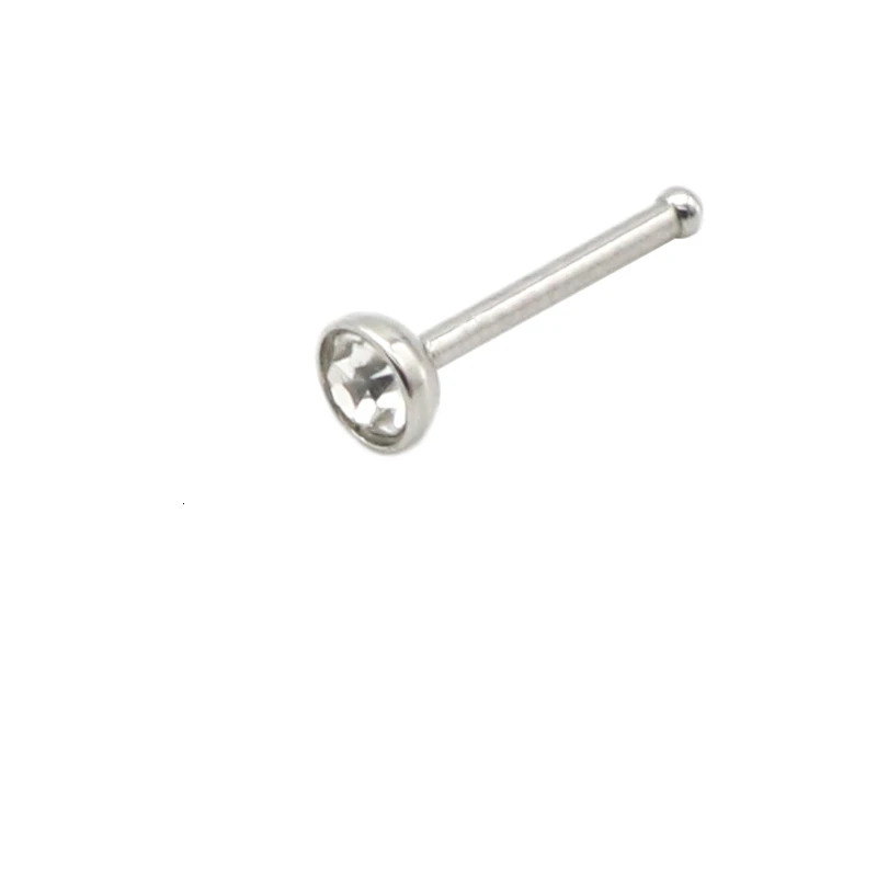 100pcs Mini Nose Stud Ring CZ Pin Small Fine Gem Straight Bar Steel 1mm 1.5mm 2mm 2.5mm 3mm 20G Body Piercing Jewelry 250103