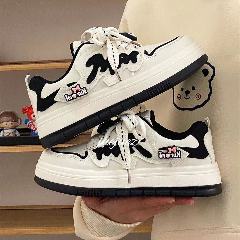 Ddmywed Cute, Ugly, Cute Big Head White For Spring Summer, Women's Thick Soled 2024 New Item, Niche And Versatile Student Board Shoes Chinese Bra