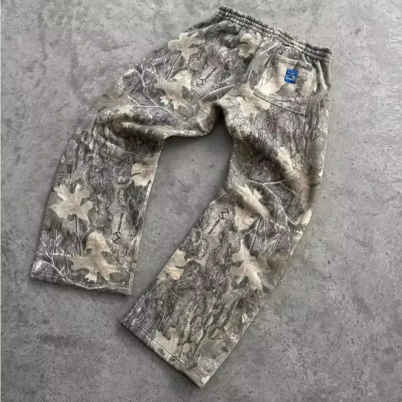 Y2K mens pants Harajuku retro camouflage pattern bag casual sports pants hip-hop gothic mens wide leg pants 250103
