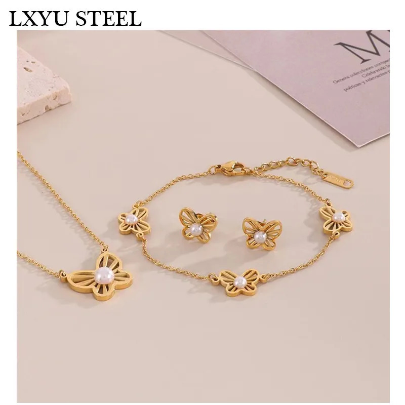 Fashion Romantic Butterfly Jewelry Set Butterfly Earrings Necklace Bracelet Set for Women Anniversary Gift 250102