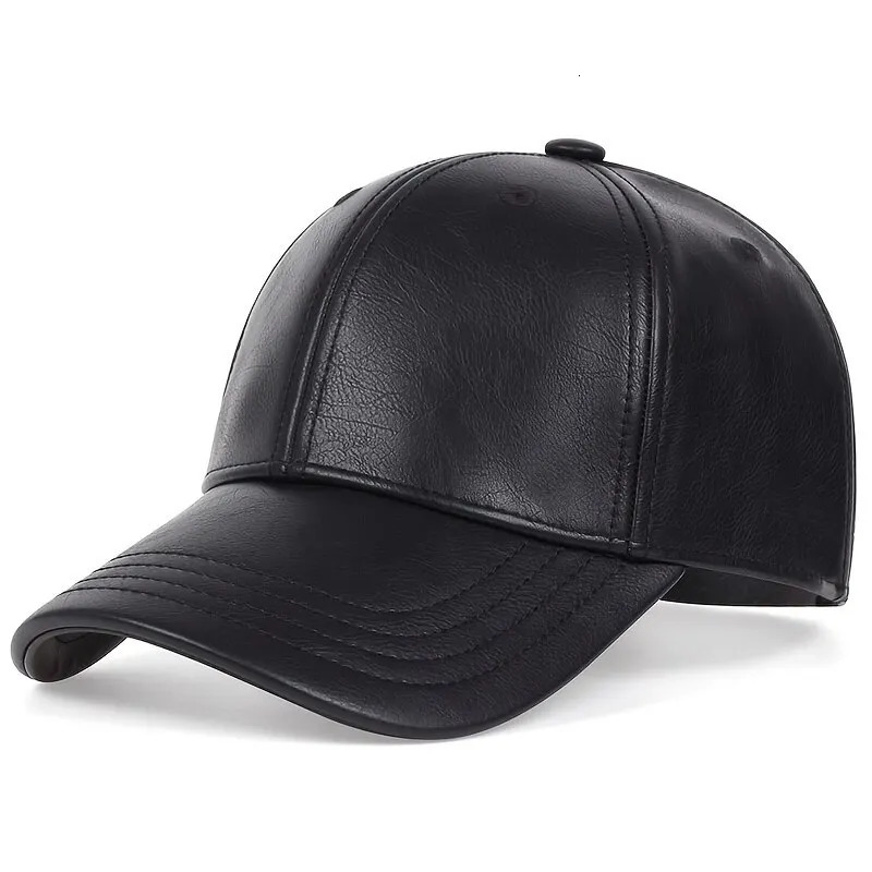 Pu Leather Baseball Caps Spring and Autumn Outdoor Adjustable Casual Hats Sunscreen Hat 241230