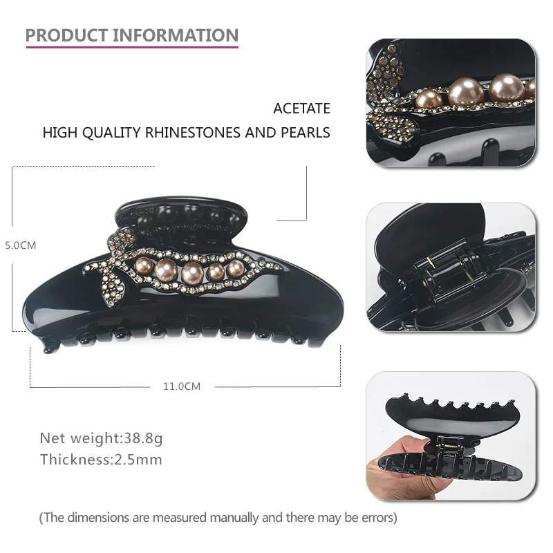 A French Styles Hair Jewelry Ornament Accessory for Women Girls Classic Hair Claw Clip Ponytail Holder for Business Travel Prom 250106