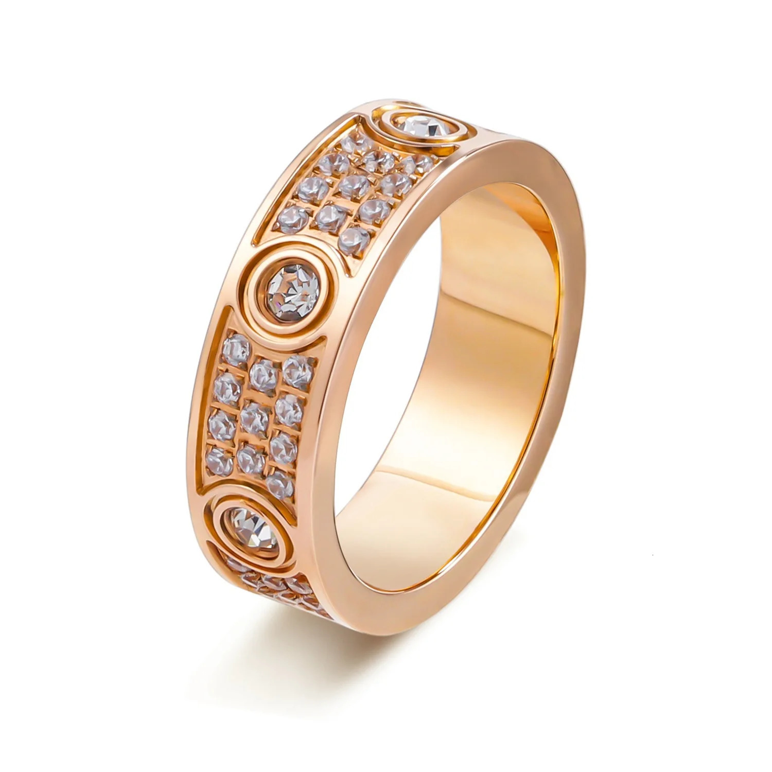 ring for women ring with Three rows sparking rhinestone couple rings steel love Keyring wholesale 250103