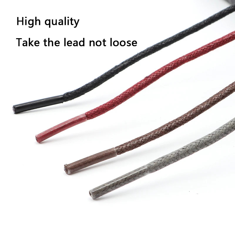 1Pair Round Waxed Shoelaces for Shoes Soild Cotton Boot Laces Leather Shoelace Waterproof Strings Sports Running Rope Shoe Lace 250106