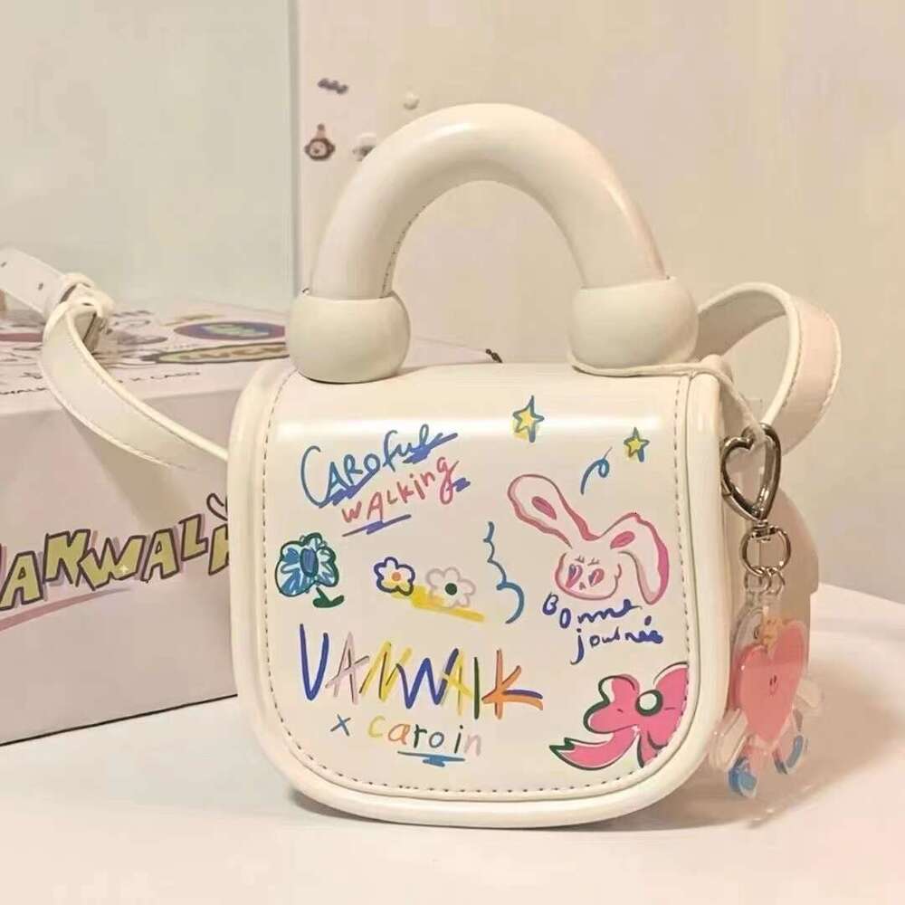 2025S Designer S New Model Mini Cute And Fashionable Cartoon Graffiti For Women Spring Summer New Korean Edition Student Crossbody Tote Bag Tide