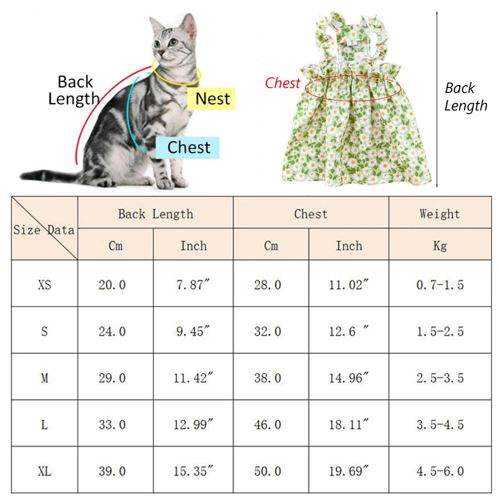 Summer Cotton Sphynx Cat Suspender Skirt Love Flower Pet Princess Dresses for Cats Gotas Katten Kedi Dog Dress mascotas Clothes 250106