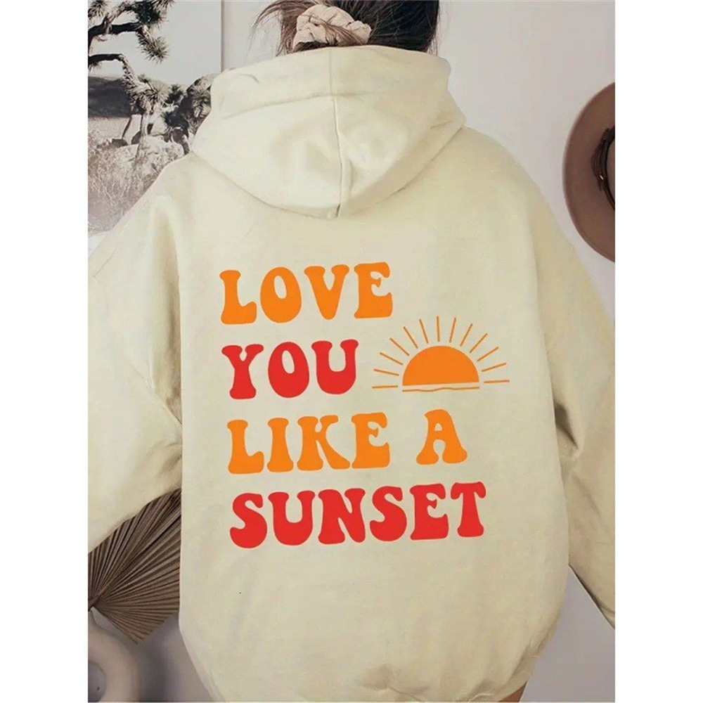 2025 New Fashion Women's Velvet With Letter Pattern Printed Kangaroo Pocket Drawstring Hoodie