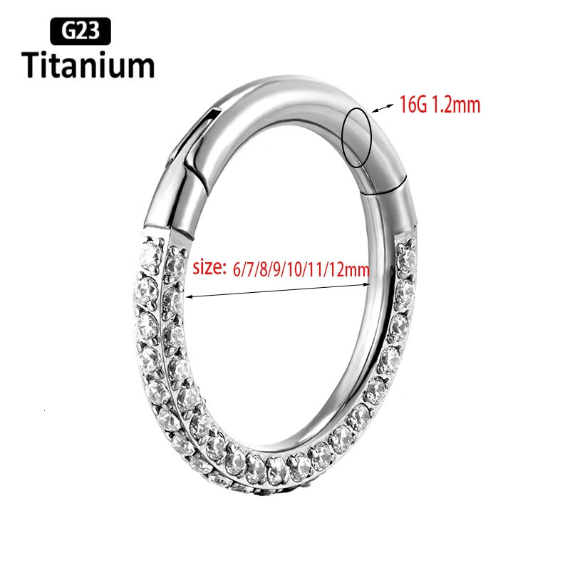 G23 High Quality Three sides Zircon Hight Segment Rings Open Small Septum Piercing Nose Earrings Helix Body Jewelry 16G 250103