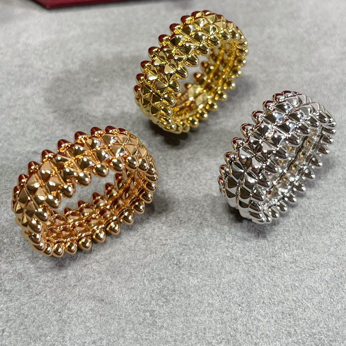 designer rings wide clash ring Double row Couple for woman Size US 678 Gold plated 18K T0P quality Engagement ring gift for girlfriend with box 004