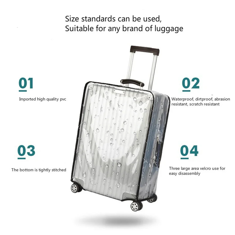 Full Transparent Luggage Protective Cover Waterproof PVC Suitcase Case Suit for 18-30 Inch Trolley Suitcase Dustproof Cover 250103