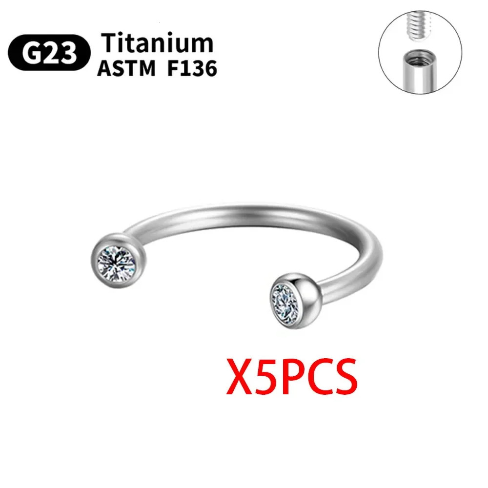 Wholesale 5/50PCS G23 Eyebrow Piercing Nose Ring Septum Helix Cartilage Piercing C rod Body Jewelry For Women 250103