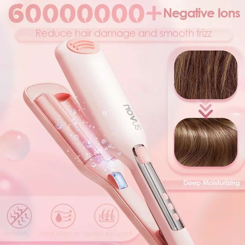 NOVUS 32MM Wavy Hair Curlers French Egg Roll Head Waver Styler 6000w negative ion Fast Heating 60 Min Auto off Curg Iron