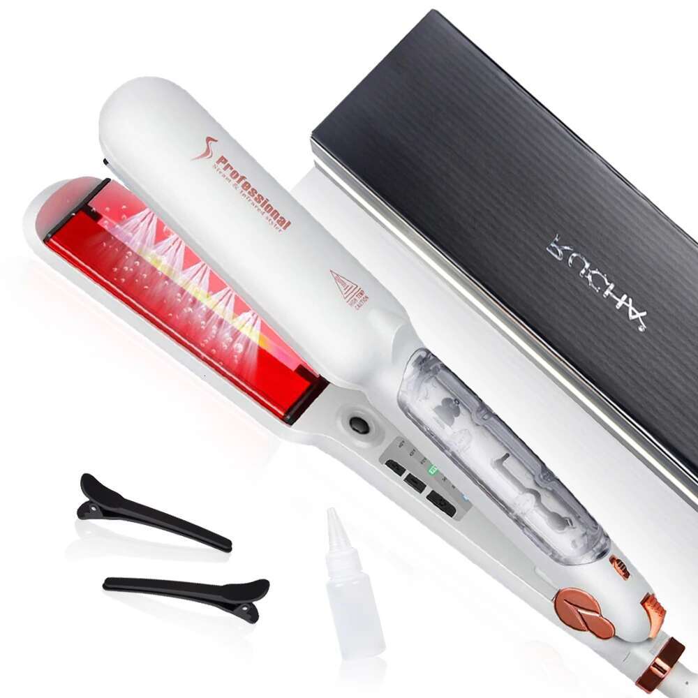 Infrared Steam Hair Straightener 450°F Ceramic 2 Inches Vapor Spray Care Flat Iron Professional Keratin Treatment Salon Tools