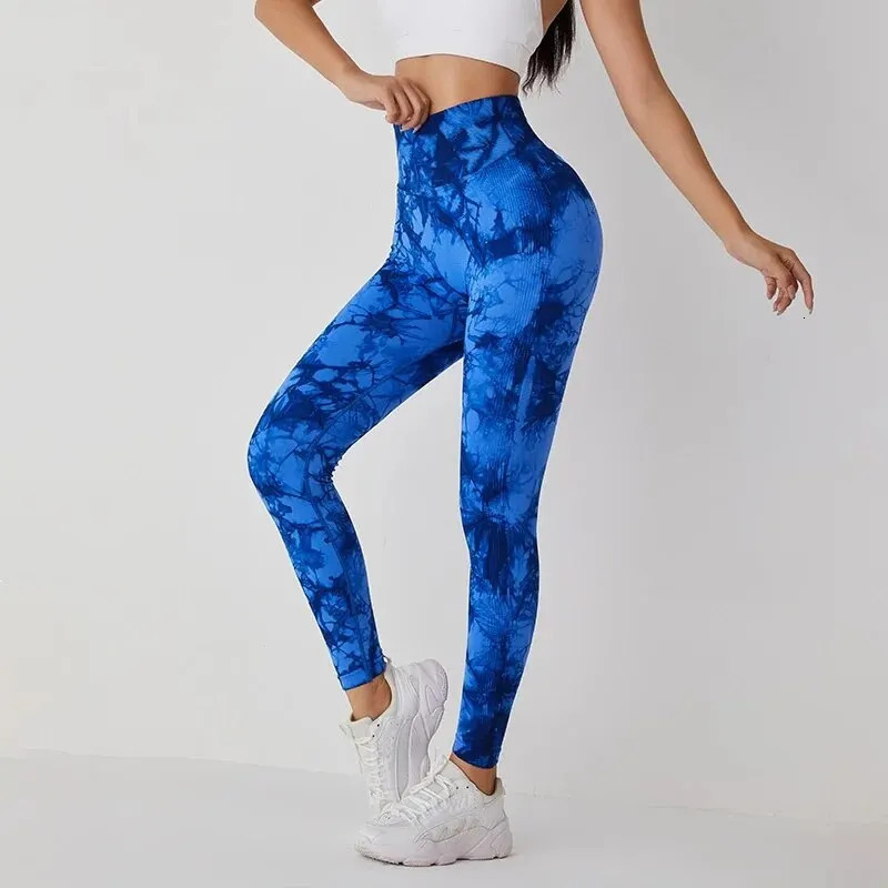 Tie Dye Seamless Leggings for Women High Waist Yoga Pants Scrunch Butt Lifting Elastic Tights 241231