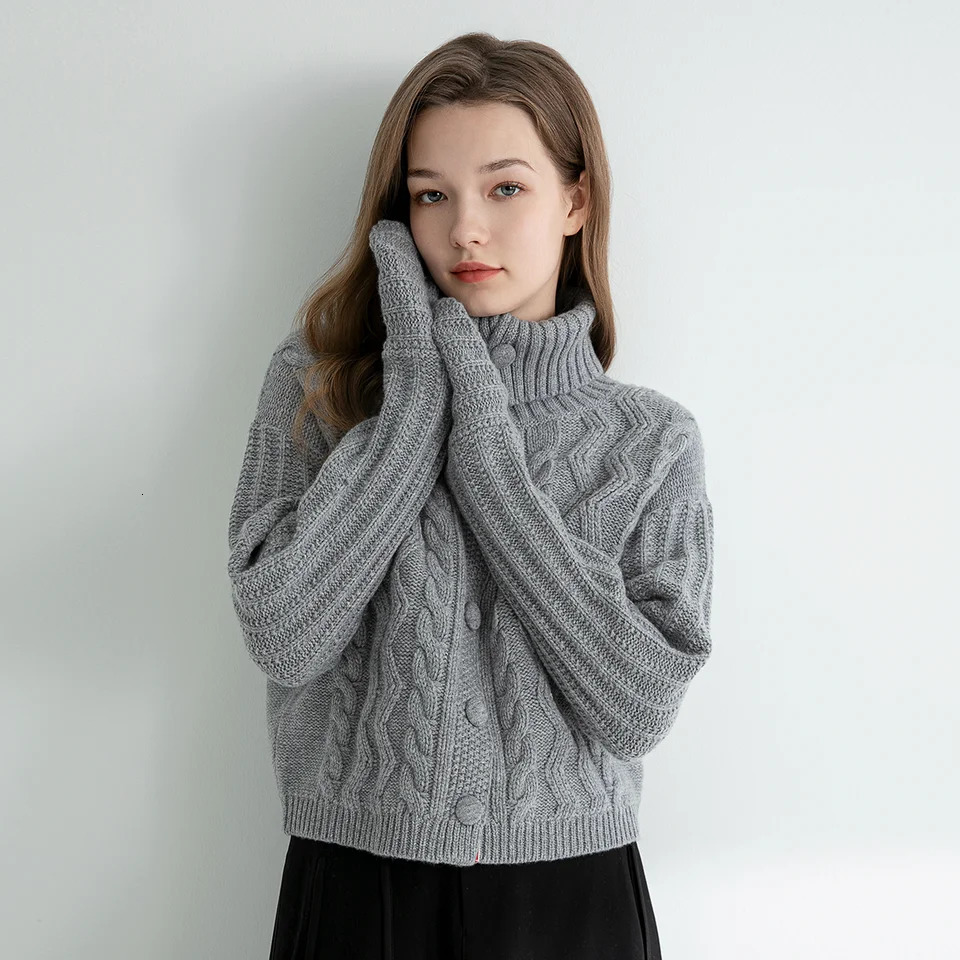 TC748 Highquality luxury womens clothing trendy brand 100% wool thick turtle neck pullover knitwear sweater 250103