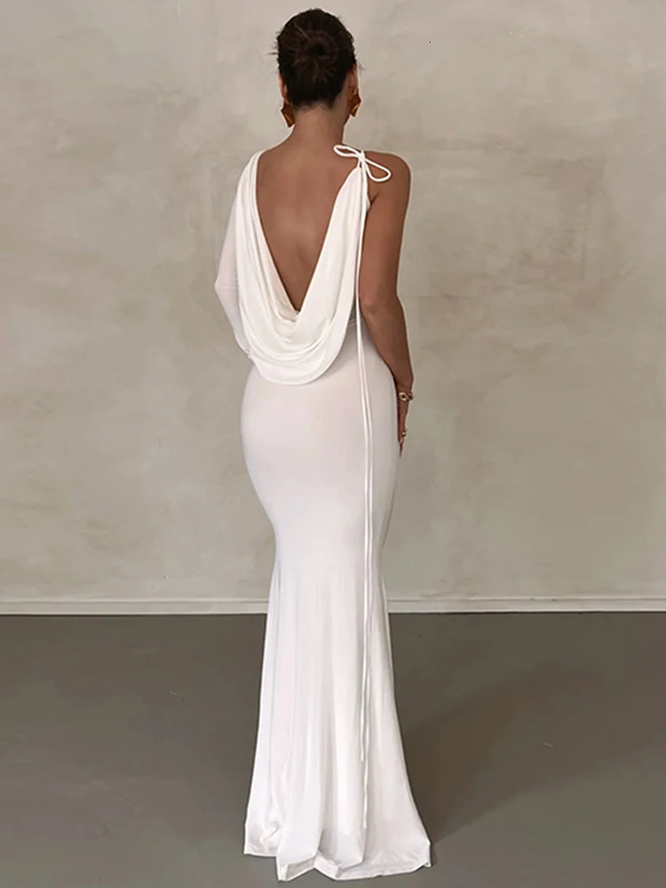 Dulgura lace long sleeved one shoulder dress suitable for women Bodycon party elegant clothing birthday party summer 250103