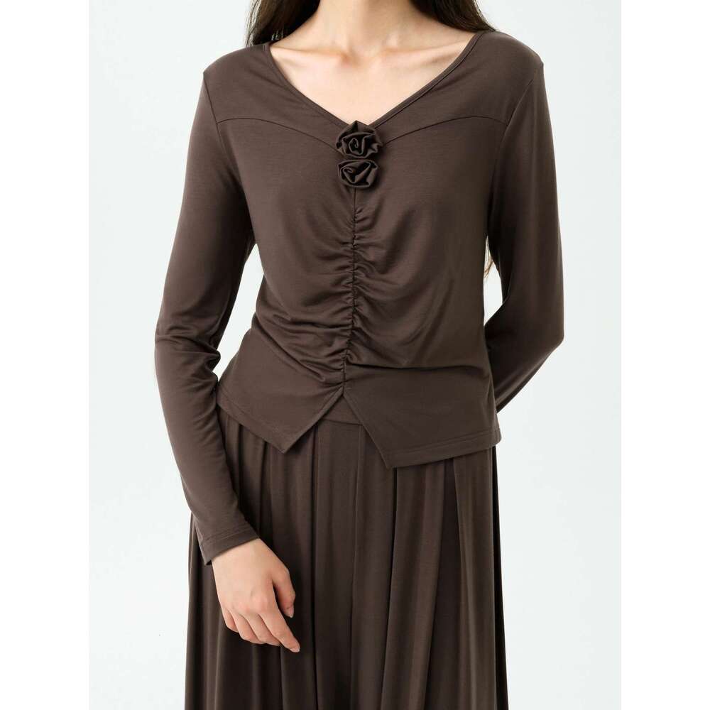 Women's Wear Women's French Holiday Style Wer Pleated V-Neck Slim Fit Autumn New All-Match Casual Fashion Suit