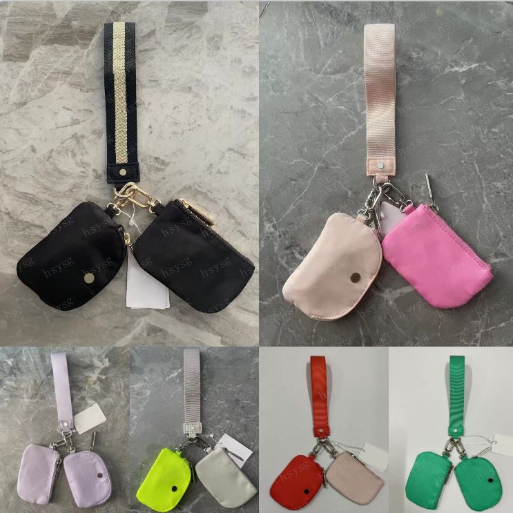 NEW Yoga wristlet clutch bag keychain wallet yoga bag gym bag mini Designer purse with detachable zipper wrap around wrist guard wallet portable coin bag pink