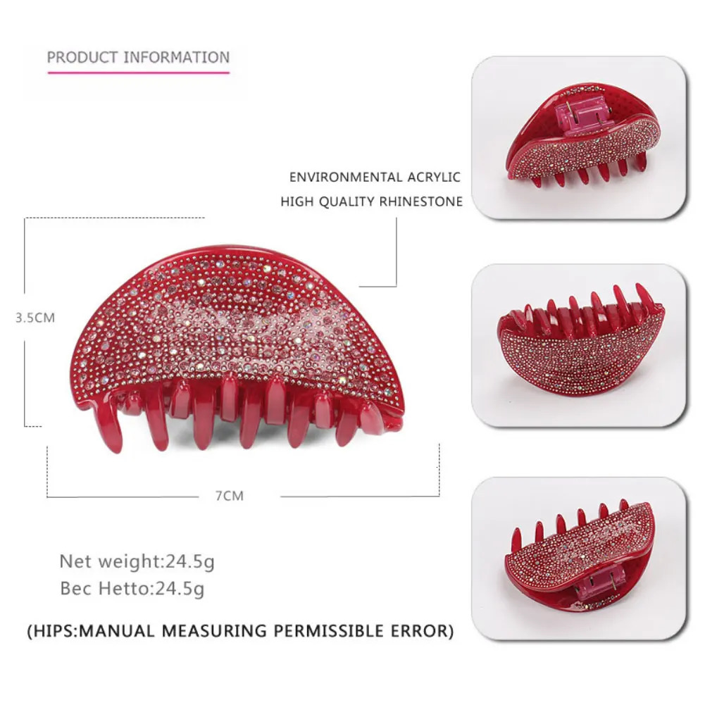 Elegant Spark Rhinestones Hair Claw Clip for Women Girls Handmade Hair Jewelry Ornament Accessory Tiara for Business Travel 250106