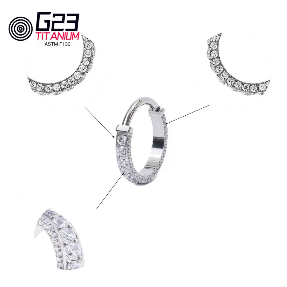 G23 Sterling ASTM F136 Hinge Cliker Open Sex Nose Ring Fashion Lady Piercing Jewelry 250103